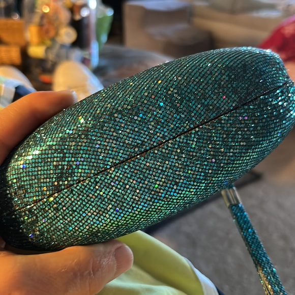 Catherine Malandrino Hard Eyeglass Case Wristlet, Turquoise Glitter - Picture 12 of 12
